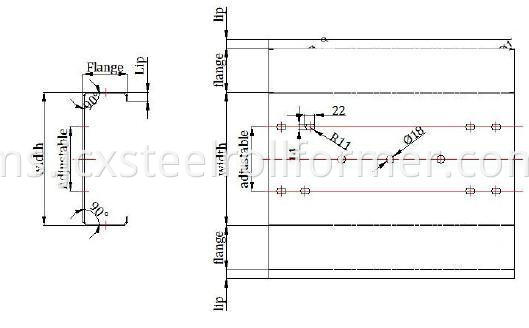 Automatik berubah C Purlin Roll Forming Machine